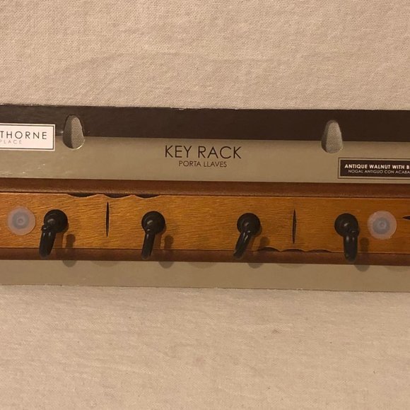 NIB Studio Decor Black Decorative 12" Ledge & NIP Hawthorne Key Rack W/ Screws - Picture 6 of 10